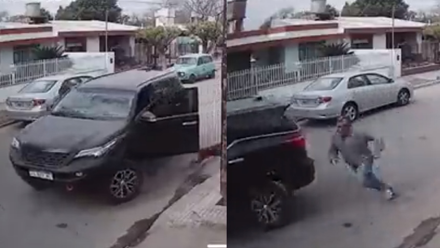 'No hay manera de explicarle esto al seguro', video viral de perrito que se subió a una camioneta y terminó chocando