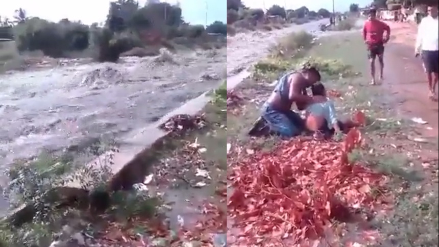 El desgarrador video del rescate de un niño que fue arrastrado por un río en Maracaibo