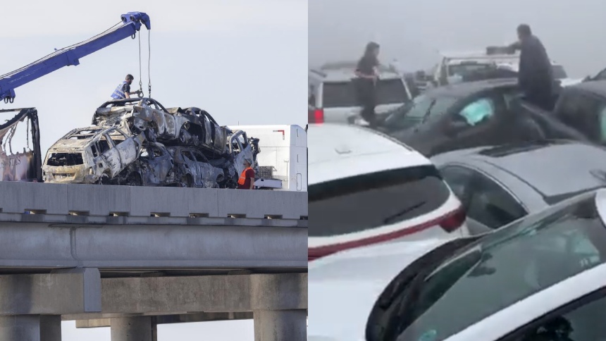 Impactantes imágenes del múltiple accidente que dejó dos muertos y decenas de heridos en EE.UU.