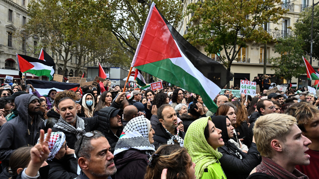 Miles de manifestantes se unen a la prohibida marcha pro-palestina en París
