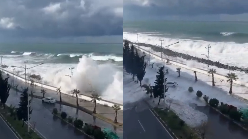 Estas fueron las gigantescas olas que causaron pánico en Türkiye tras la tormenta Bettina