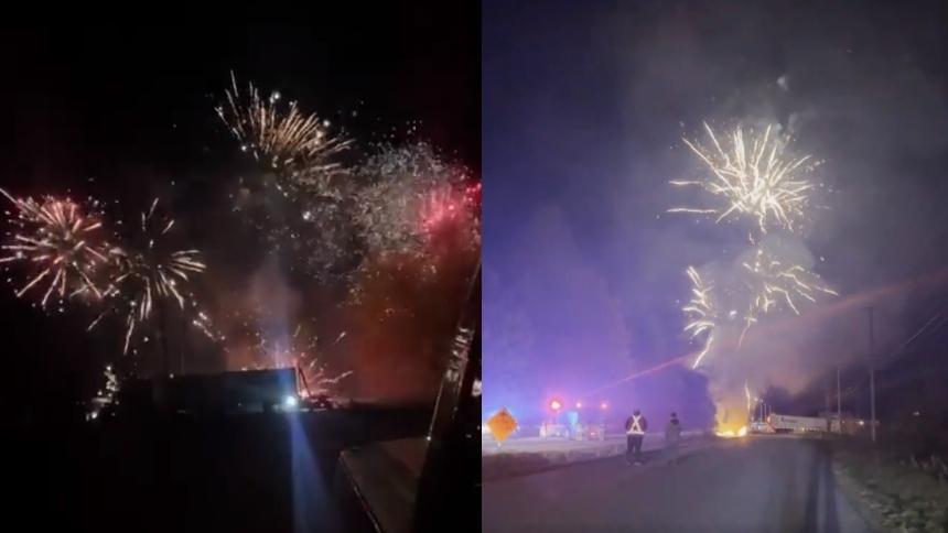 Impactante vídeo de los fuegos artificiales que dejaron un camión chocando en una autopista