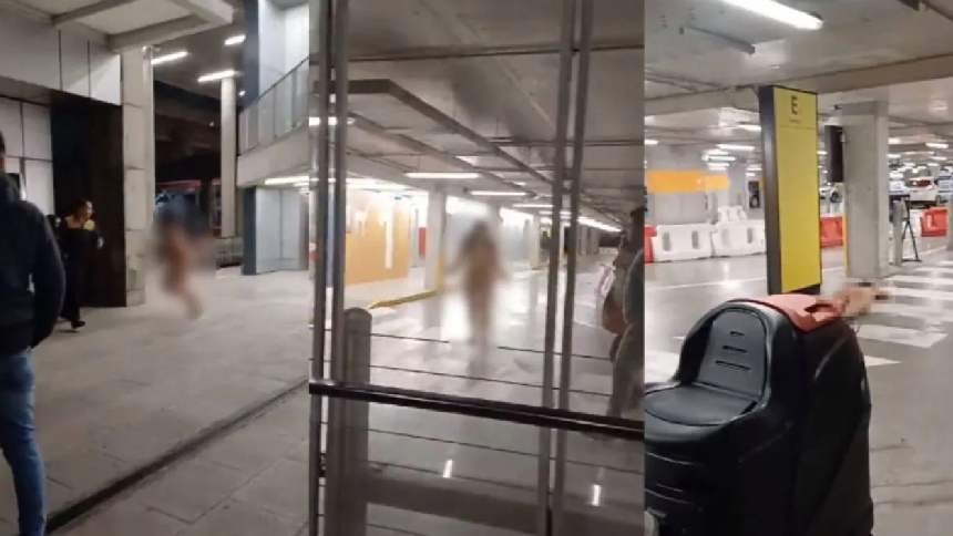 Una mujer desnuda agredió a pasajeros en el aeropuerto de Santiago