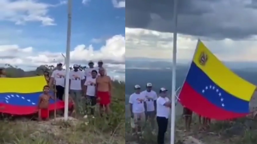 Indígenas izaron la bandera venezolana en el Esequibo