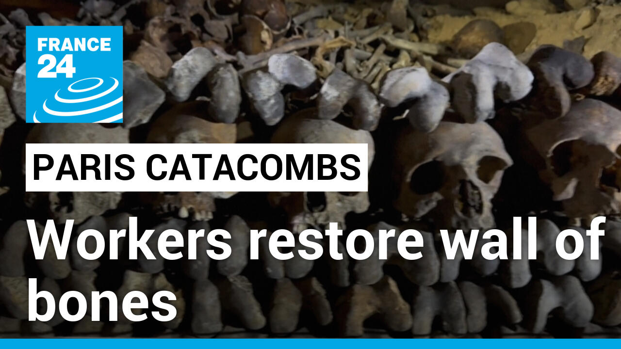 Muro de huesos: los trabajadores restauran las catacumbas de París