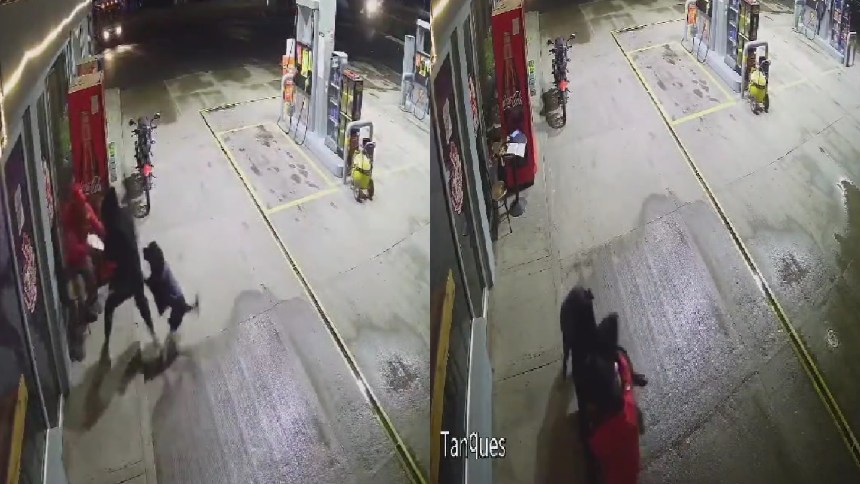 Vídeo de un perro que defendió a un trabajador de una gasolinera
