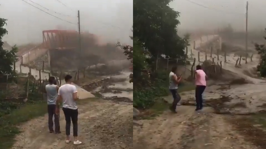 Video viral de un río crecido que destruyó un puente en Argentina en segundos