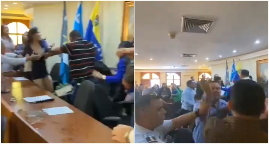 Hay pelea en toda la Cámara Municipal del Zulia luego de que un concejal de Primero Justicia fuera elegido tras una "alianza" con el PSUV
