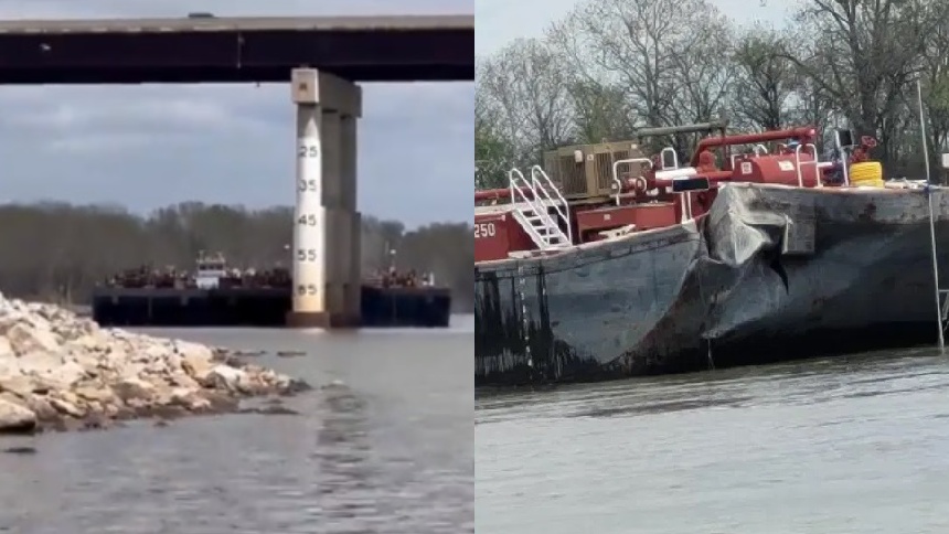 Barco se estrella contra un puente en Oklahoma