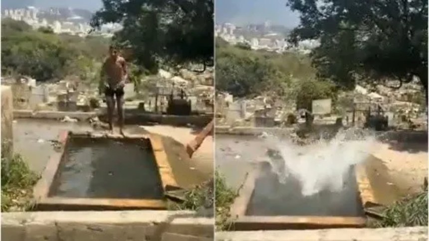 Niños se vuelven virales tras grabarse usando la tumba del Cementerio General del Sur como piscina